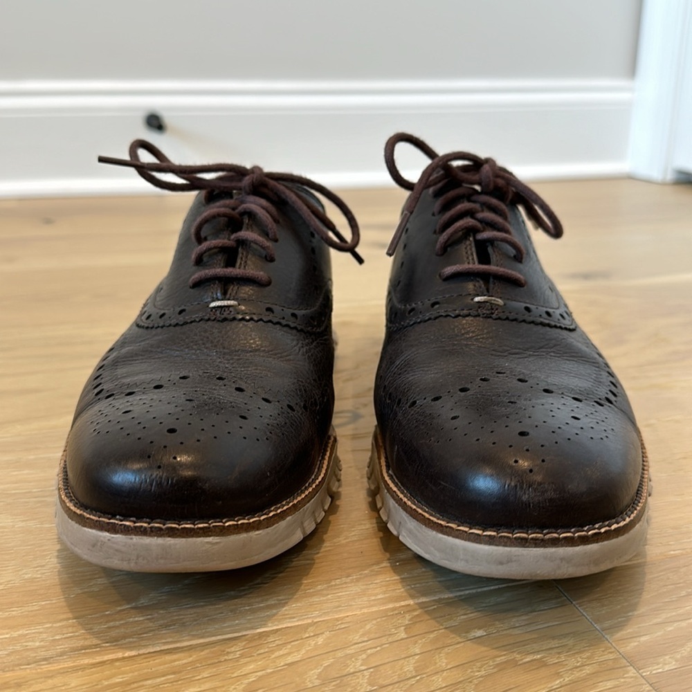 Cole Haan Men's Zerogrand Wingtip Oxfords Dark Brown Java Cobblestone Shoes 11 - Picture 5 of 9